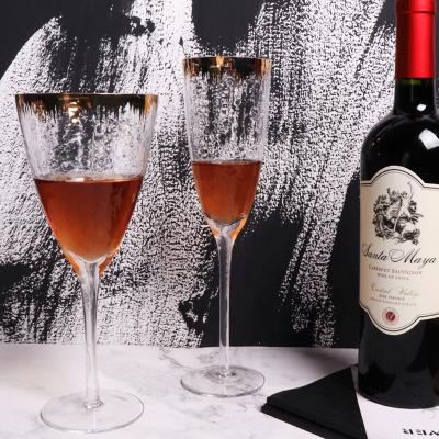 China Colored Rim Red Wine Glasses Decoration Wedding Champagne Goblets Food Grade Gold Safe Telsen Items Hot Sale for sale