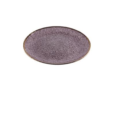 China Excellent Quality Disposable Customized Round Plates Glass Wholesale Blue And Brown Beaded Disc Glass for sale