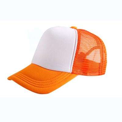 China COMMON 5 Panel 3D Embroidery Patch White Foam Orange Mesh Snapback Trucker Hats for sale