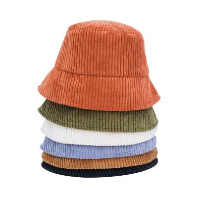 China Fashion Top quality custom solid color corduroy bucket hat embroidery corduroy bucket cap for sale