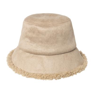 China Fashion warm winter hat suede bucket hat with cashmere for sale