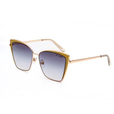 China SQUARE SIZE latest FASHION METAL sunglasses 2021 fashion BIG WITH LADY SUNGLASS GLITTER for sale