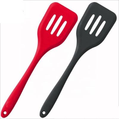 China Sustainable Hot Sale Kitchen Tools Mini Silicone Cooking Utensils One Piece Design Slotted Silicone Turner for sale