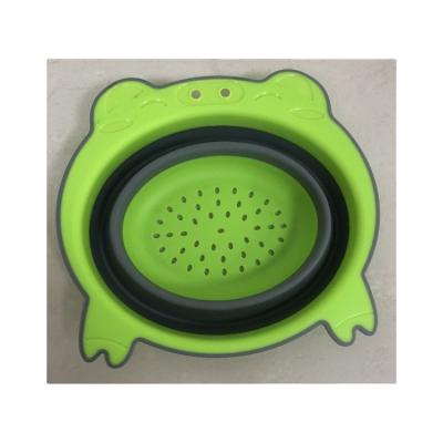 China Plastic Hot Selling Fold Drain Basket Filter Basin Wash Fruit And Vegetable Small Size Outdoor Drain Basket for sale