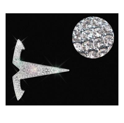 China Crystal Diamond Badge Bling Bling Crystal Car Decoration Trunk Steering Wheel Sticker For Model 3 Y Model for sale