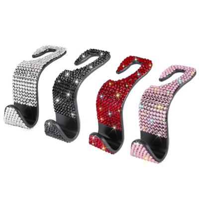 China Car Seat Storage Bag Hooks Diamond-Studded Car Hook Car Seat Headrest Hooks Auto Decorative Supplies For Girl Women Car Interior Accessories for sale