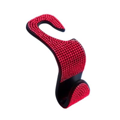 China Car Seat Storage Bag Hooks High Quality Sparkle Diamond-studded Car Seatback Hooks Shiny Pink Crystal Headrest Hanger Bag Holder Car Seat Hooks for sale