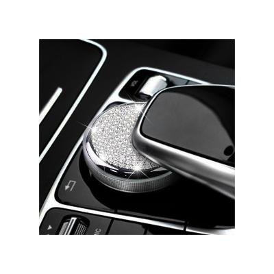 China Bling Bling Crystal Car Styling Center Mouse Button Car Sticker Protective Film Car Styling Diamond Interior Sticker for sale