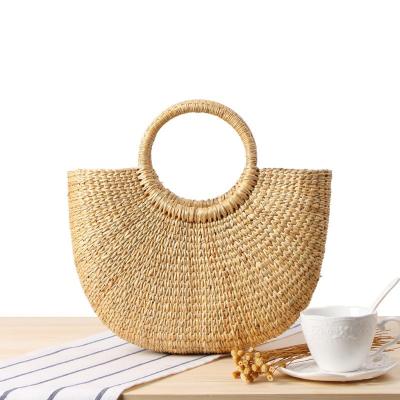 China Wholesale High Quality Low Price Beach Bag Water Hyacinth Handbag Straw Tote Bag Rattan Bag for sale