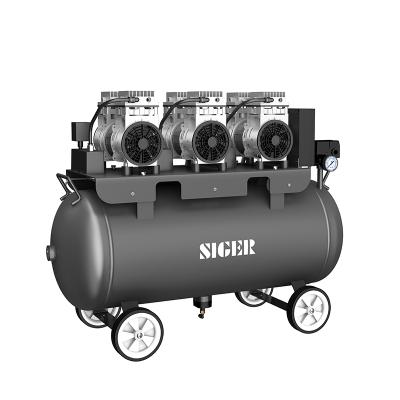 China Factory Supplier Siger SA220 Oil Free Air Compressor Metal Italian-Made Bearing Motor Copper-wired 90L Silent Dental Compressor for sale