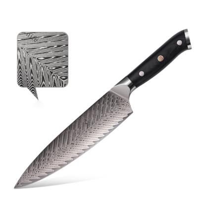 China Viable Professional IGER 100% Damascus Knife Fruit Vegetable Meat Steel Kitchen Chef Knife In Color Box for sale