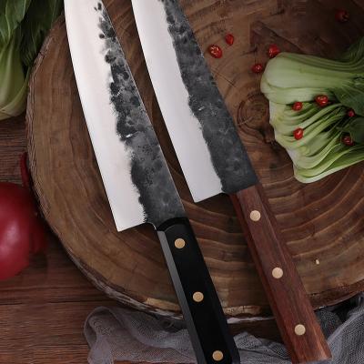 China Viable Wooden Chinese Chef Knife IGER Damascus Knife Kitchen Knives Handle Hammer Pattern In Color Box for sale