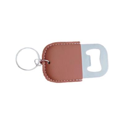 China Gift Factory Custom Logo Leather Metal Bottle Opener Key Chain for sale