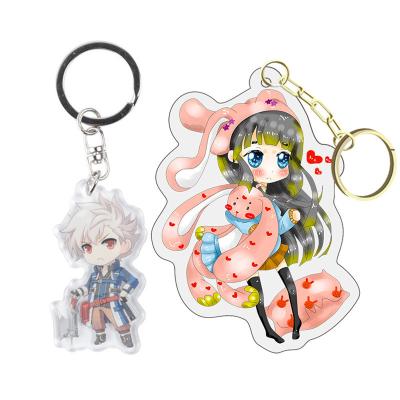 China Custom Cheap Price Eco-Friendly Anime Acrylic Key Chain Acrylic Plastic Charm Make Your Own Design Custom Printed for sale