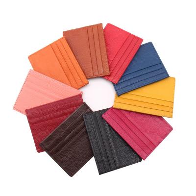 China Custom LOGO 9 Colors Fashion Credit Card Case Real Leather Card Holder Genuine Leather for sale