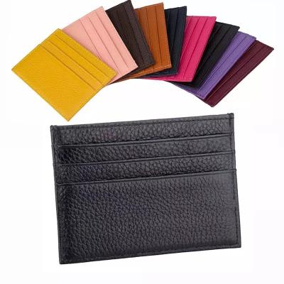 China Fashion Cow Slim Card Case 100% Card Holder 7 Pockets Candy Color Bank Card Multi Slot Genuine Leather Gift Box for sale