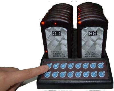 China Sound& Flash& buzzer BJHP One Wireless Guest Paging Devices Set With 16 Beepers For Restaurant / Hotel for sale