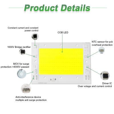 Cina 240V Dimming Cob LED Chip 6000K con AC100-240V Voltage 50000hrs durata di vita in vendita