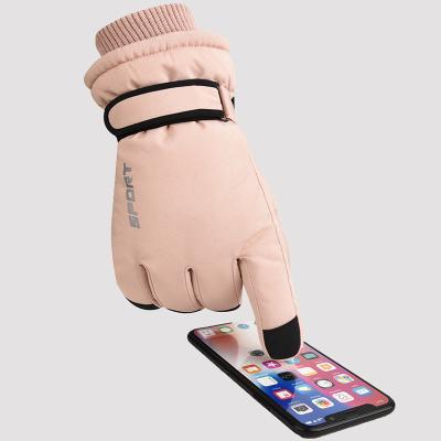 China Winter Soft Unisex Thick Plush Warm Non-slip Ski Gloves for sale