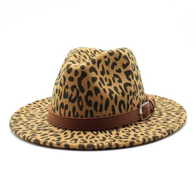 China Hot Selling Customized High Quality High Quality Leopard Ladies Fedora Hats for sale