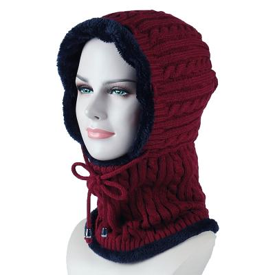 China JOINT Inner Fleece Winter Cycling Hat Knitted Beanies With Neck Warmer for sale