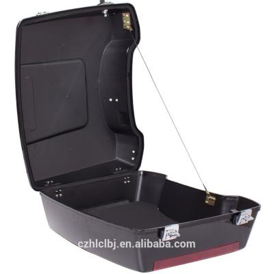 China Rear Tail Luggage Motorcycle Trunk Tail Box With Top Rack For 1997 Up Harley Touring for sale