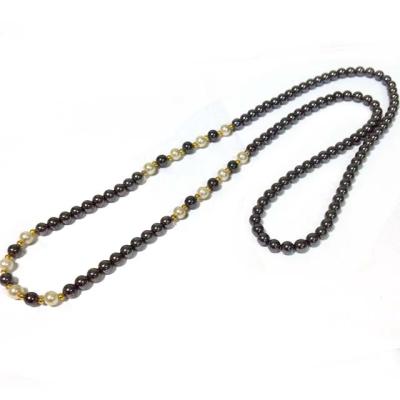 China Long CLASSIC Stone Glass Bead Hematite Necklace Gold Hematite Beads 6mm 80cm Natural Black Hematite Necklace Gemstone for sale