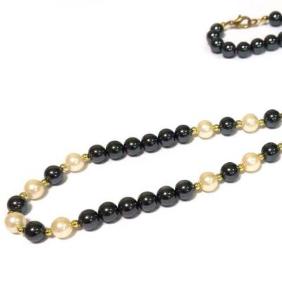 China CLASSIC Hematite Stone Glass Bead Beads Gold Necklace 8mm Length 45cm 60cm Natural Gemstone Women Girl Necklace Women for sale