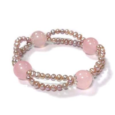 China Fashionable Purple Round Freshwater Pearl Gemstone Bead Bracelet Wholesale Natural Quartz Rose Spacer Pearl Silver Stone for sale