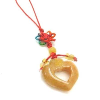 China Worldwide Yellow Jade Heart Pendant Carved Natural Heart Gemstone Pendants Hanging Ornament Jade Collection Movable Charm for sale