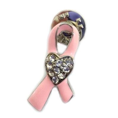 China Charity Heart Enamel Ribbon Pin for sale