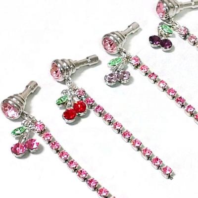 China Austrian Crystal Mobile Cell Phone Accessories Chain Pendant Color Charm Pendants Rhinestone Cherry Hanging Ornament for sale