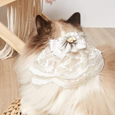 China Luxury Viable Dog Puppy Hair Princess Cat Hairpin Wedding Party Pet Lace Bows With Clips PHB09 for sale