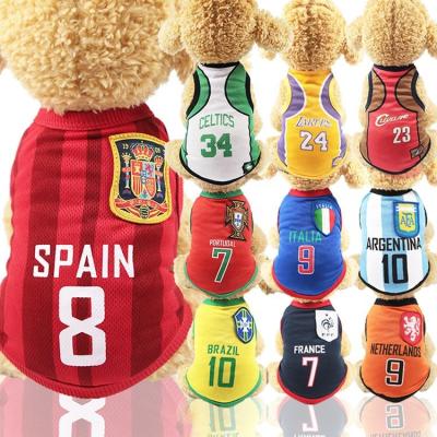 China Viable Dog Clothes Small Medium Large Dog Mesh Waistcoat World Cup Soccer Basketball Wear Cat Pet Clothes Uniform Vest for sale