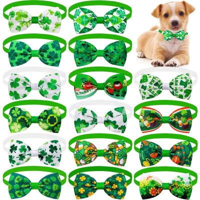 China St. Patrick's Day bow tie green cats and dogs decoration news link viable small and medium neck pets four leaf clover universal holiday for sale