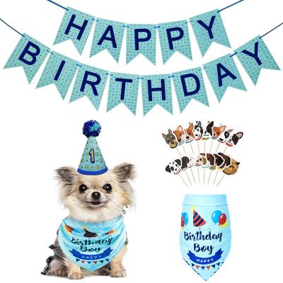 China Viable Dog Birthday Bandana Girl Number Hat Cake Toppers Happy Birthday Banner For Pet Puppy Birthday Party Supplies for sale