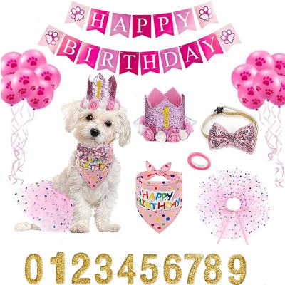 China Viable Handmade Adjustable Pet Birthday Party Decor Cat Dog Scarf Hat Collar Banner Props For DIY Pet Party Supplies for sale