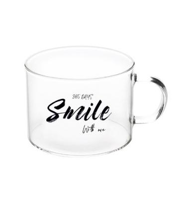 China Letter Safe Creative Glass Mug Food Grade Large Size Mug With Handle Breakfast Mug for sale