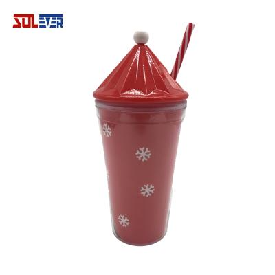 China CLASSIC Plastic Cup 450ml Double Walls Plastic Tumbler With Straw LIKE Cup Eco - Friendly for sale