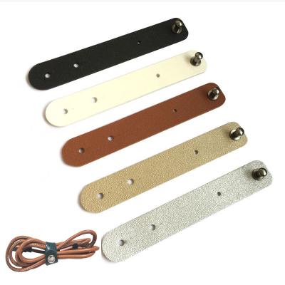 China wholesale ODM Organizer PU Leather Wire Binding Data Cable Clamp Management Winder Marker Holder Strip Advance Cable Ties Rope Holder for sale