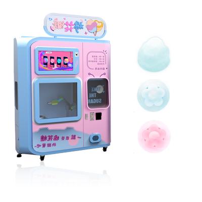 China Full Automatic Shopping Malls Cotton Candy Making Silk Flower Vending Machine With Advitisement Screen for sale