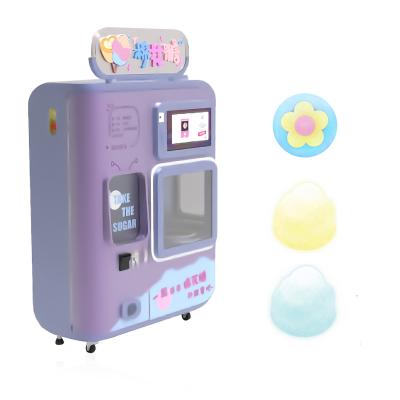 China Automatic Electric Shopping Malls Vending Cotton Floss Candy Making Vending Machine With Colorful Flowers For Kids for sale