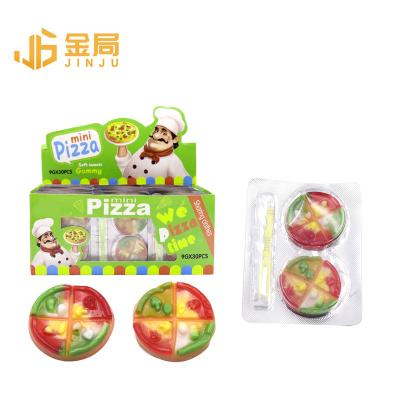 China Natural Hot Sale Halal Candy Gummy Fruit Pizza Soft Candy With Fork Caramelo Blando Gummy Candy for sale