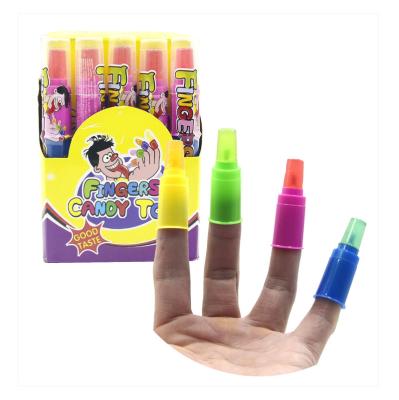 China Cartoon Toys New Design Interesting 4 In 1 Multi Colored Finger Candy Pen Shape Fruit Flavored Lollipops Candy for sale