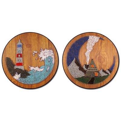 China China Island lighthouse nail around the wire painting the landscape manual material bag of the string creative circular silk decorative painting DIY for sale