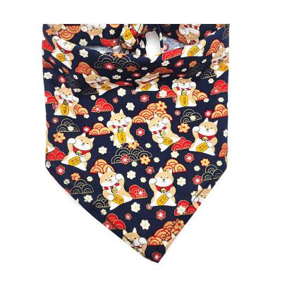 China Viable Floral Pattern Dog Bandana Triangle Bibs Pet Scarf Accessories Christmas Japanese Neckerchief for sale