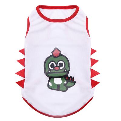 China Sustainable New Spring And Summer Pet Clothes Mesh Vest Cute Big Head Dinosaur Spotted Dragon Teddy Cat Vest for sale