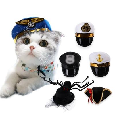 China Viable Pet Costumes Cosplay Policeman Pirate Captain Sailor Dog Hat For Party Cat Hat Dog Costume Halloween for sale