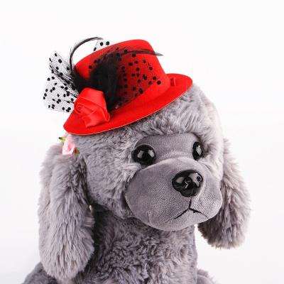 China Funny Adorable Pet Mini Plain Sombrero Hats Viable Pet Fashion Feather Style Top Hat Accessories Cats Dogs Headdress Party Hat for sale