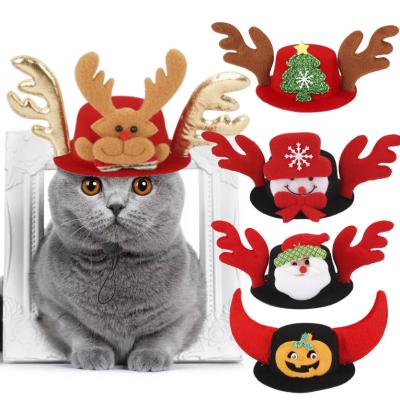 China Pet Products Dog Cat Hat Christmas Elk Shape Cap Viable Santa Clause Funny Headgear for sale